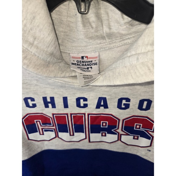 MLB Chicago Cubs Youth Hoodie Grey Blue Colorblock Pullover Sweatshirt Med - Picture 2 of 6